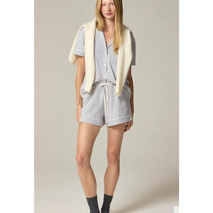 NWT J. Crew Dreamy Cotton-Blend Pajama Short Set Gray L "CCM" Initials